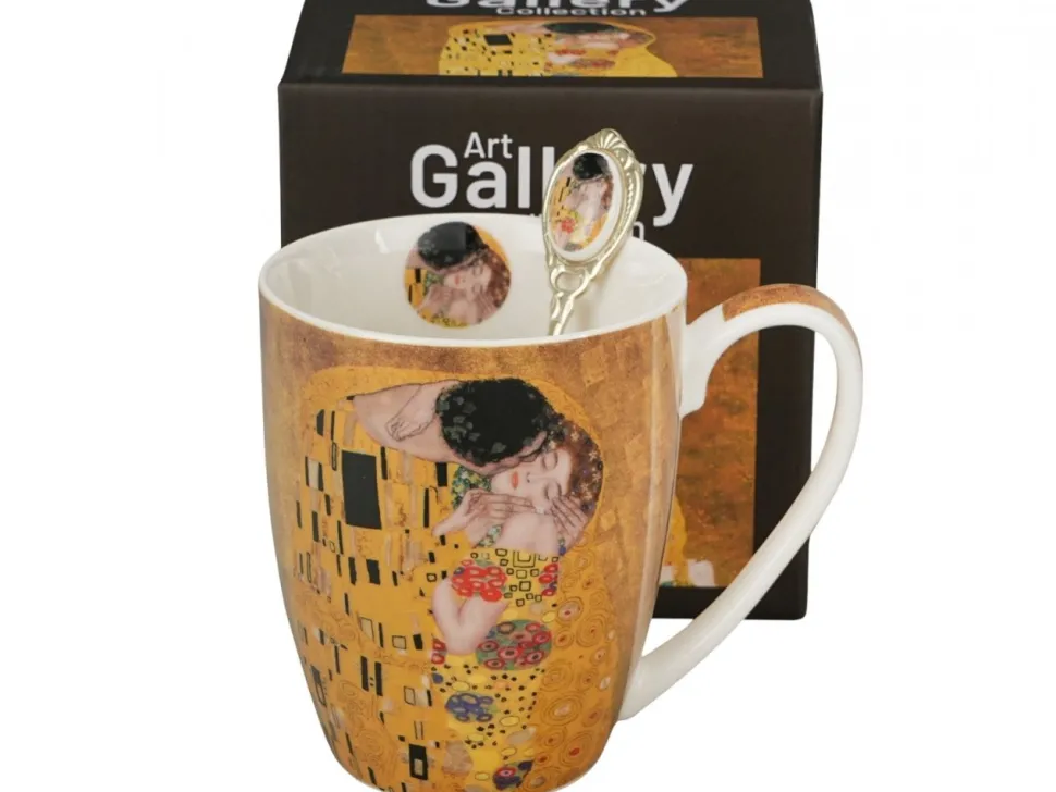 Porcelanowy kubek z łyżeczką G. Klimt The Kiss 360 ml