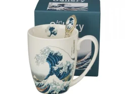 Porcelanowy kubek z łyżeczką Hokusai The Great Wave 360 ml
