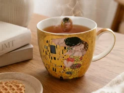 Porcelanowy kubek 460 ml G. Klimt The Kiss w koszyczku * Duo Discount