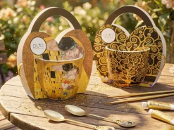 Porcelanowy kubek 460 ml G. Klimt The Kiss w koszyczku * Duo Discount
