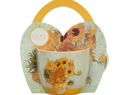 Porcelanowy kubek 460 ml Van Gogh Sunflowers w koszyczku * Duo Sale