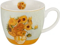 Porcelanowy kubek 460 ml Van Gogh Sunflowers w koszyczku * Duo Sale