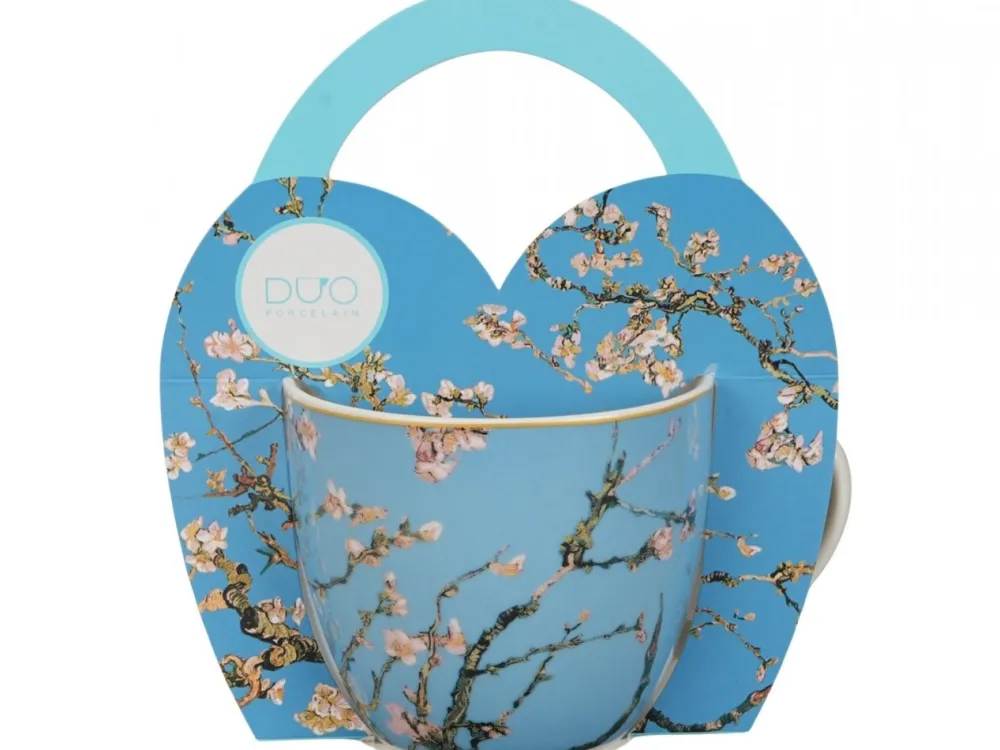 Porcelanowy kubek 460 ml Van Gogh Almond Blossom w koszyczku * Duo Discount