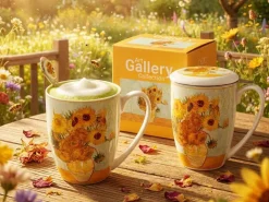 Porcelanowy kubek z łyżeczką Van Gogh Sunflowers 360 ml * Duo Outlet