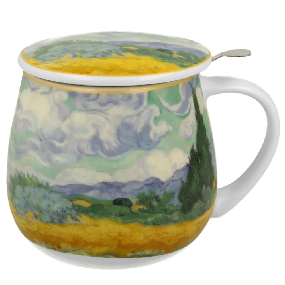 Porcelanowy kubek z zaparzaczem 430 ml Van Gogh Wheat Field * Duo Sale