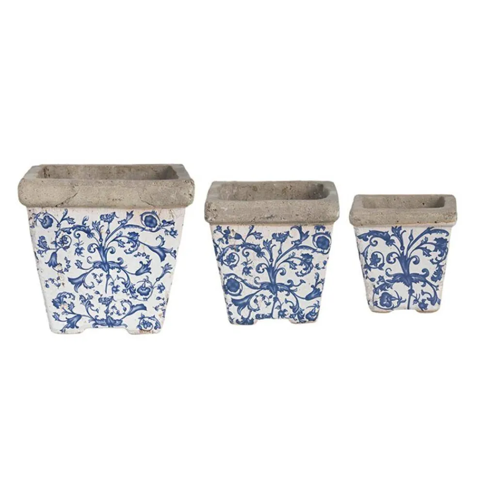Postarzane doniczki ceramiczne 3 sztuki * Esschert Design Discount