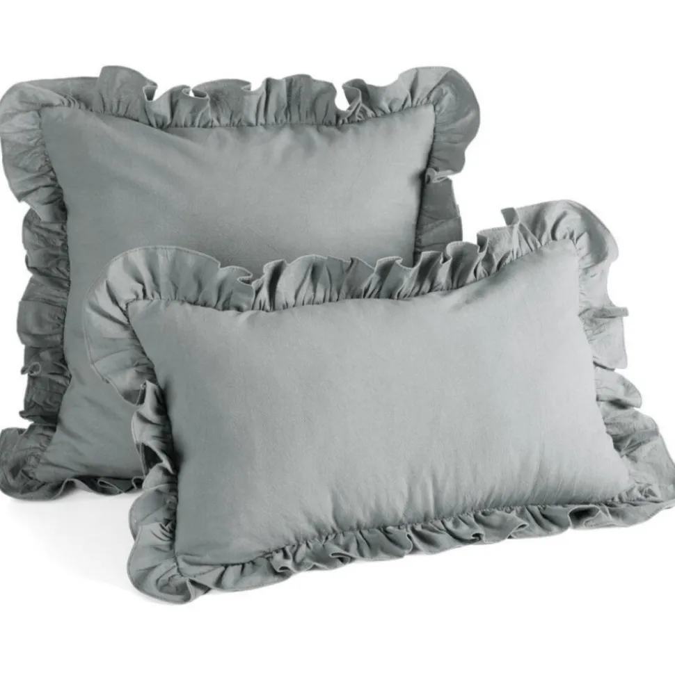Poszewka FALBANKA 45x45 cm stalowa bawełna