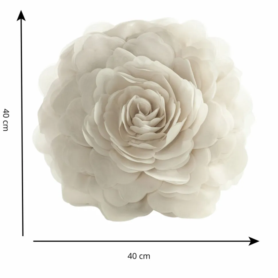 Poszewka FLORES róża 3D śr 40 cm krem