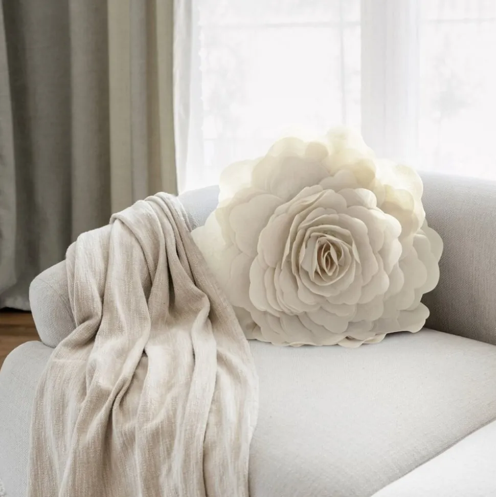 Poszewka FLORES róża 3D śr 40 cm krem
