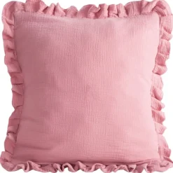 Poszewka MUSLIN 1 falbanka 45x45 cm róż