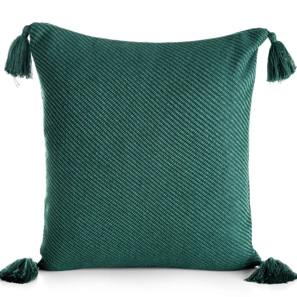 Poszewka POLY 03 zielona 45x45 chwosty