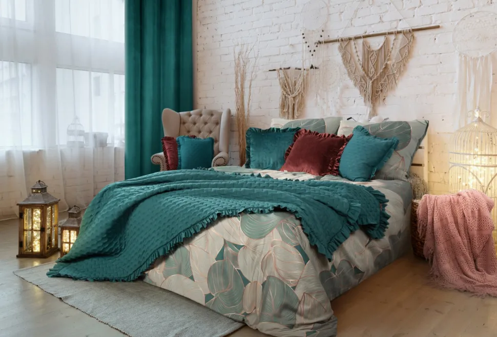 Poszewka VELVET 45x45 falbana ceglany