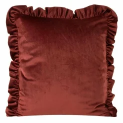 Poszewka VELVET 45x45 falbana ceglany