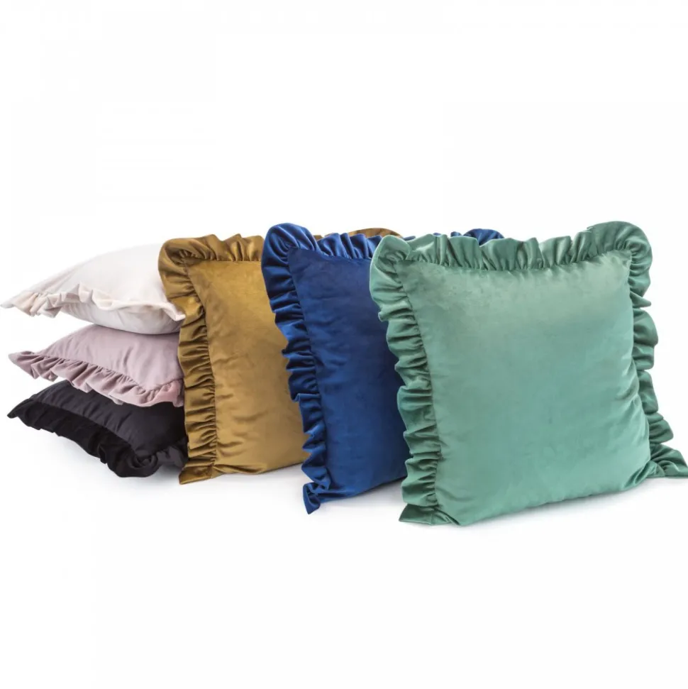 Poszewka VELVET 45x45 falbana ceglany