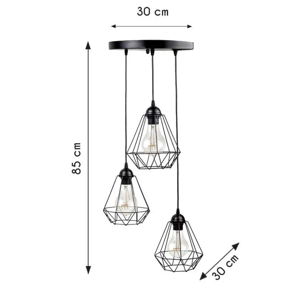 Potrójna lampa wisząca Triplo Diamante