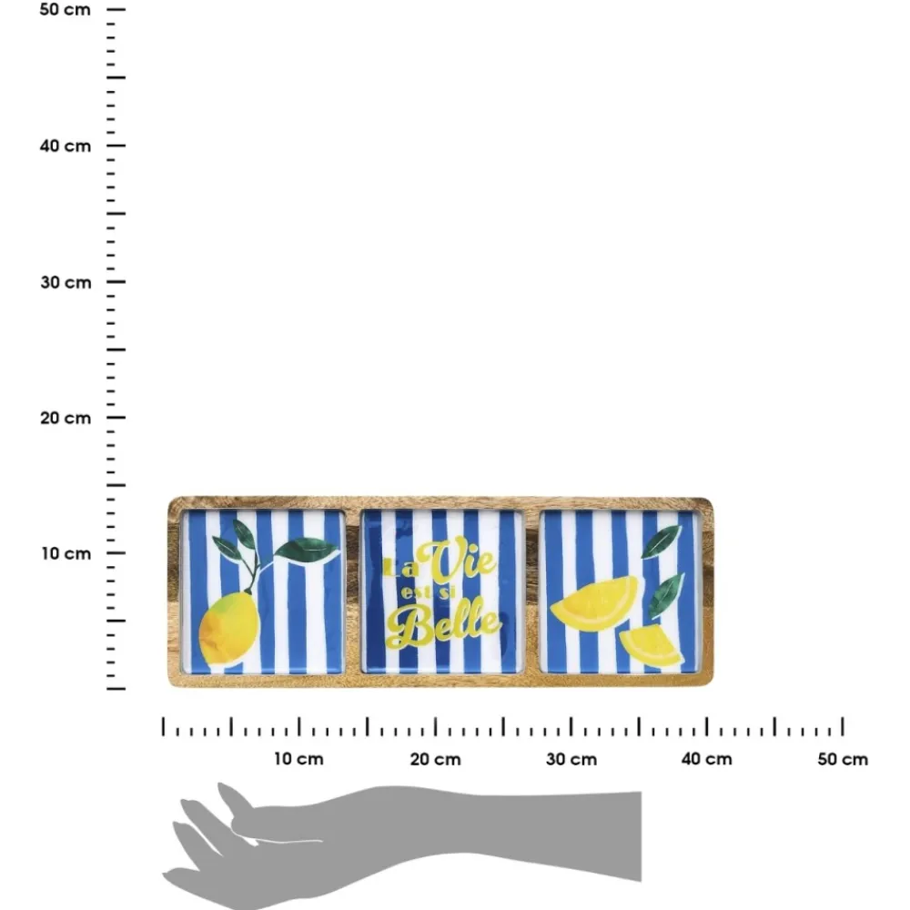 Prostokątna patera z drewna mango do serwowania 40 cm * HowHomely Discount