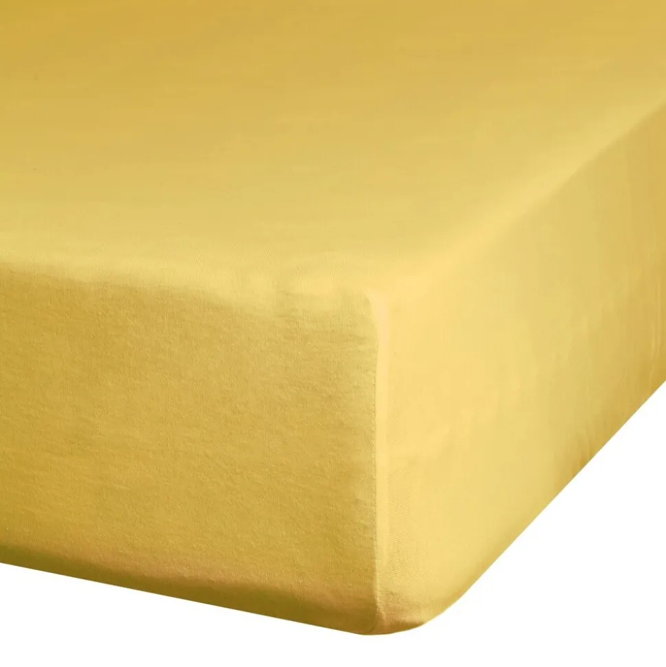 Prześcieradło JERSEY musztardowe 180x200 +30cm