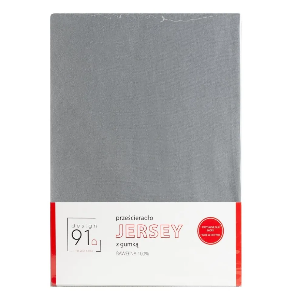 Prześcieradło JERSEY stalowe 90x200+25cm