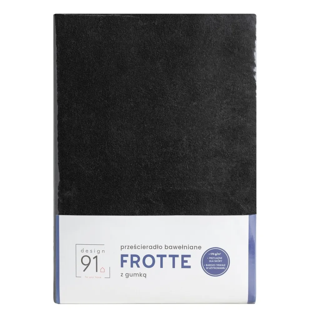 Prześcieradło FROTTE czarne 180x200 x 20cm * EUROFIRANY B.B. Choczyńscy Sp.J.