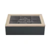 Pudełko na herbatę z przegródkami czarne * Excellent Houseware Online