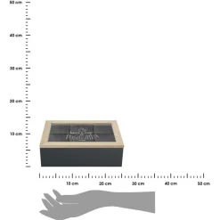 Pudełko na herbatę z przegródkami czarne * Excellent Houseware Online