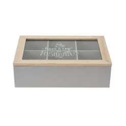 Pudełko na herbatę z przegródkami szare * Excellent Houseware