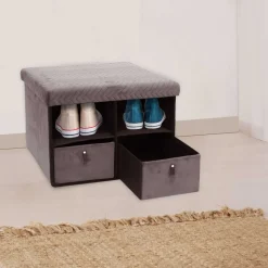 Pufa CUBIX organizer z szufladami szara