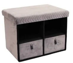 Pufa CUBIX organizer z szufladami szara