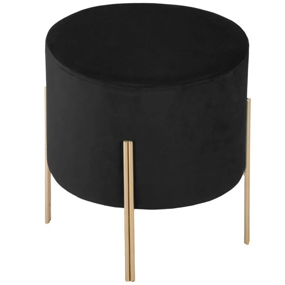 Pufa na złotych nogach Black Velvet