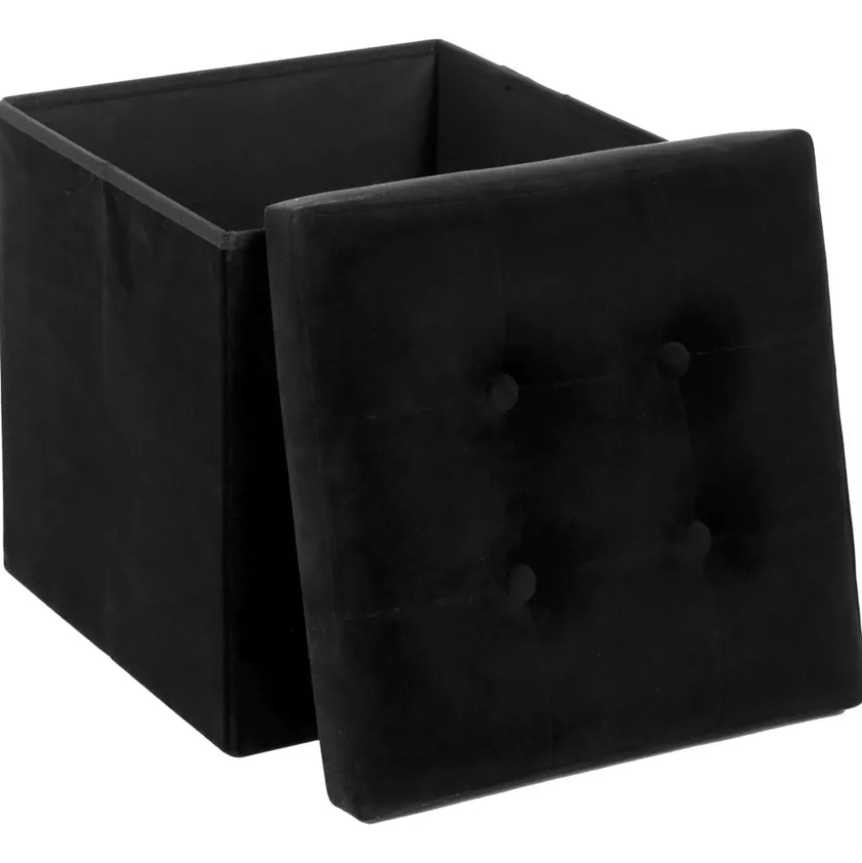 Pufa pikowana Adaline Black 38x38 cm
