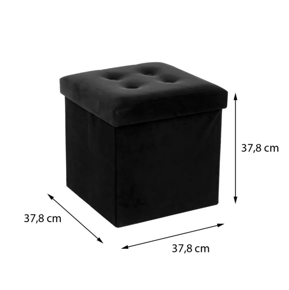Pufa pikowana Adaline Black 38x38 cm