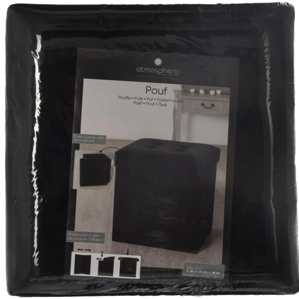 Pufa pikowana Adaline Black 38x38 cm