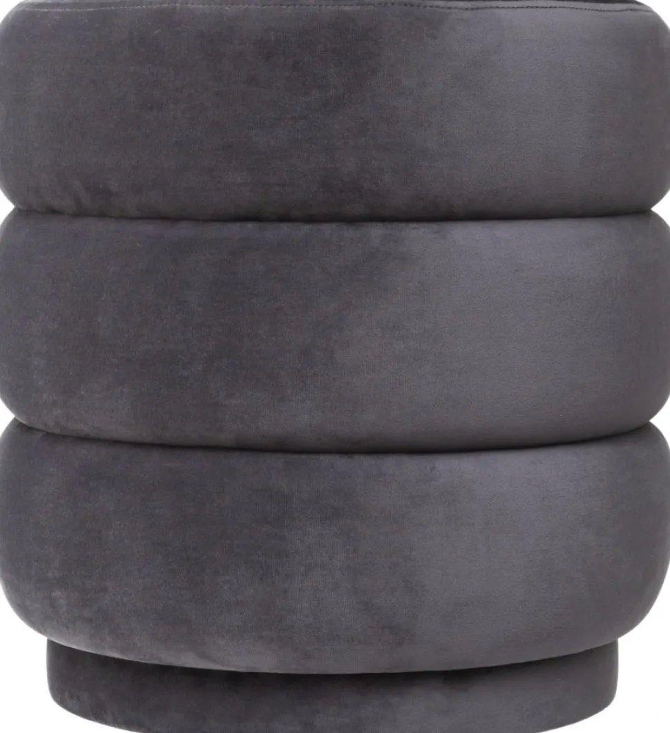Pufa welurowa Sinan Grey Velvet