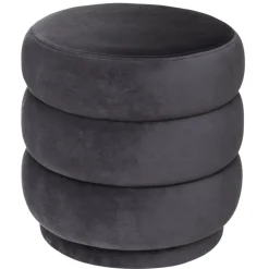 Pufa welurowa Sinan Grey Velvet
