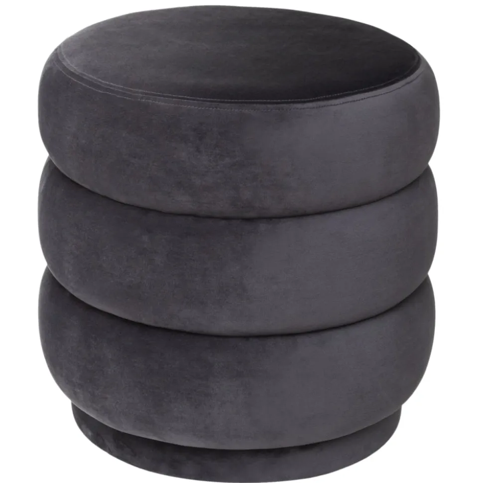 Pufa welurowa Sinan Grey Velvet