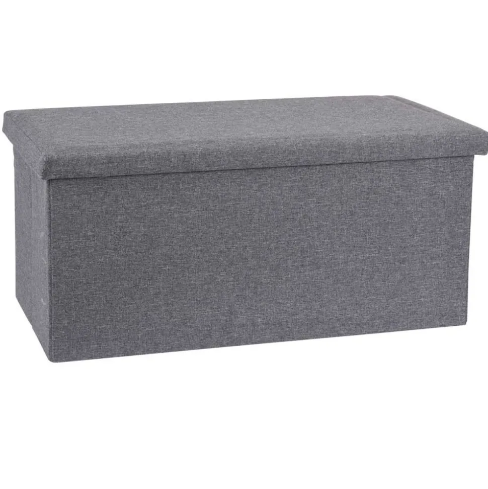 Pufa ze schowkiem ciemno szara 76 cm