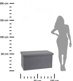 Pufa ze schowkiem ciemno szara 76 cm