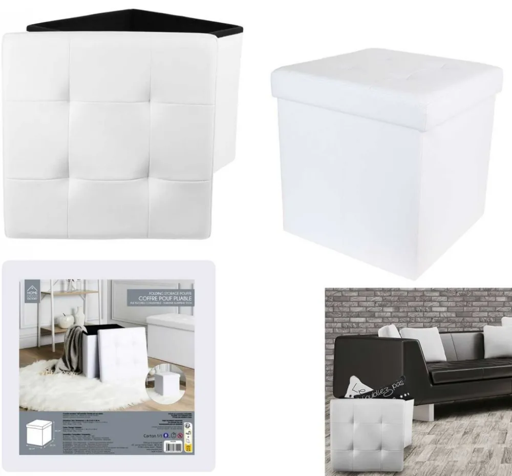 Pufa CUBO pikowany schowek z ekoskóry * HowHomely Best