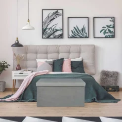 Pufa LINEA welurowa ze schowkiem szara * HowHomely Outlet