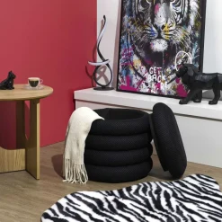 Pufa modułowa z funkcją schowka Kame czarna * HowHomely Outlet