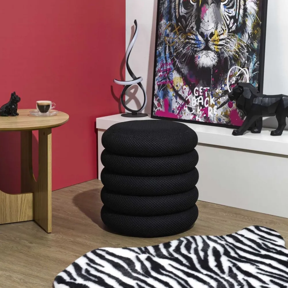 Pufa modułowa z funkcją schowka Kame czarna * HowHomely Outlet