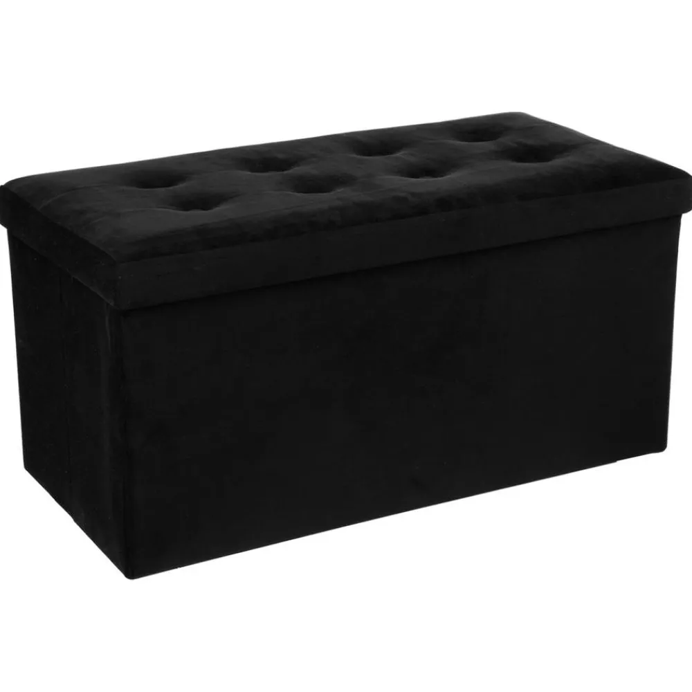 Pufa pikowana Adaline Black 76x38 cm * Atmosphera Discount