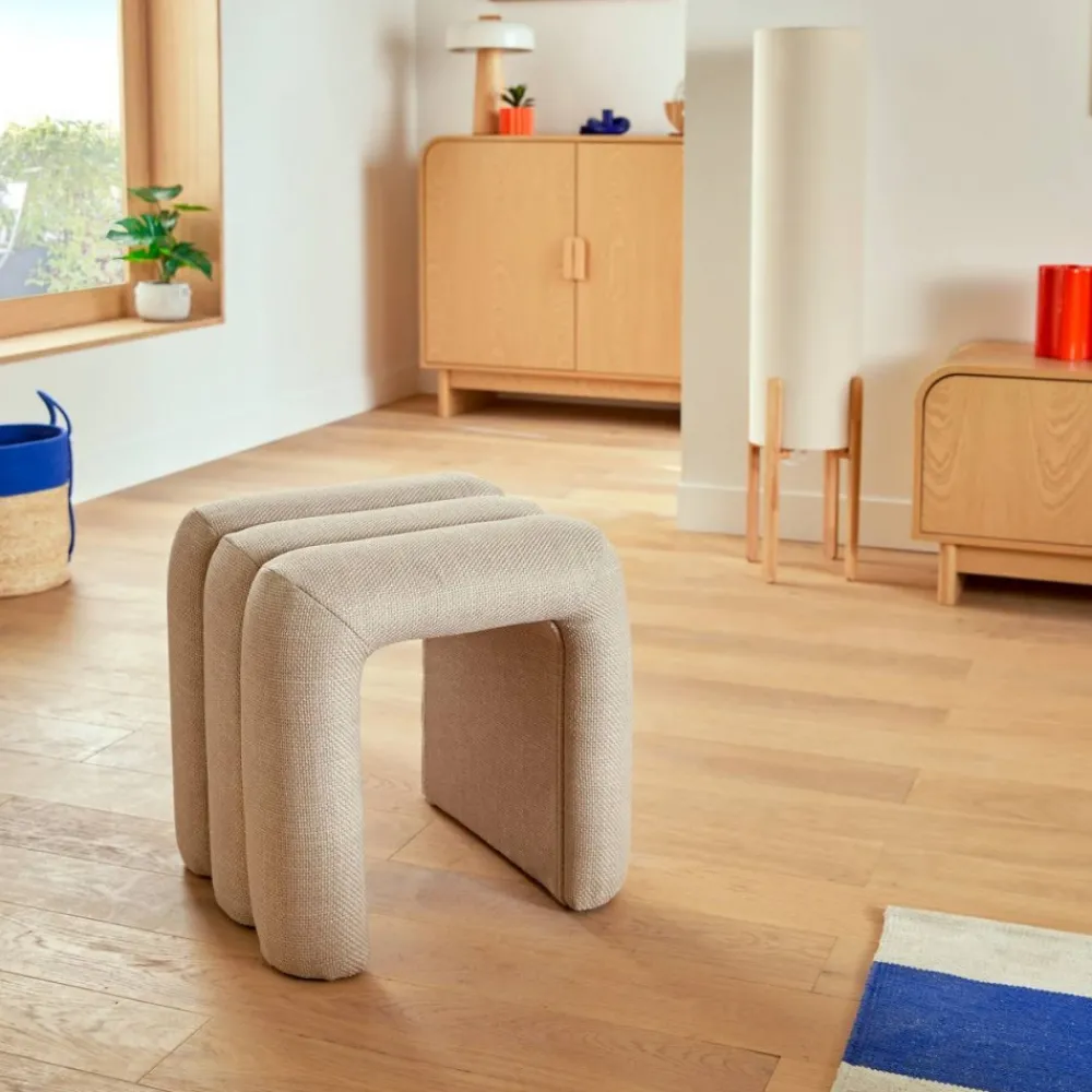 Pufa tapicerowana Sisco jasnobeżowa * Atmosphera Discount