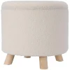 Pufa ze schowkiem teddy biała 37x37x40 cm * H&S Decoration Hot