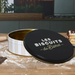 Puszka na ciastka Bistrot beżowe pasy * HowHomely Outlet