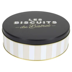 Puszka na ciastka Bistrot beżowe pasy * HowHomely Outlet