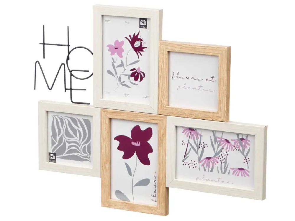 Ramka na 5 zdjęć z napisem metalowym HOME * GIFTDECOR Best