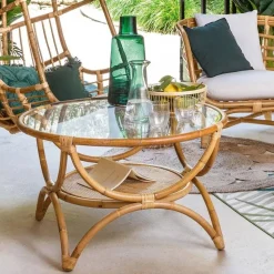 Rattanowy stolik kawowy Farah 90 cm