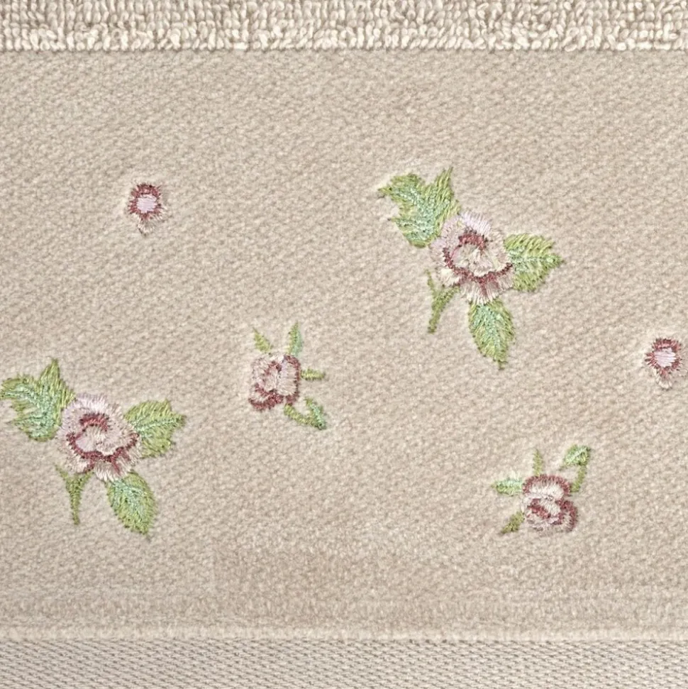 Ręcznik DALIA kwiatowy haft 50x90 cm beż