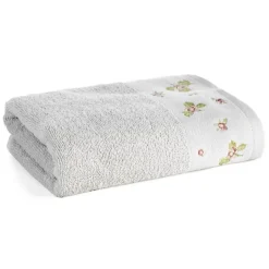 Ręcznik DALIA kwiatowy haft 50x90 cm srebrny